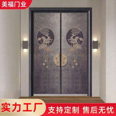 防爆铸铝门一门一景入户门防盗门别墅大门双开门子母进户铜门厂家