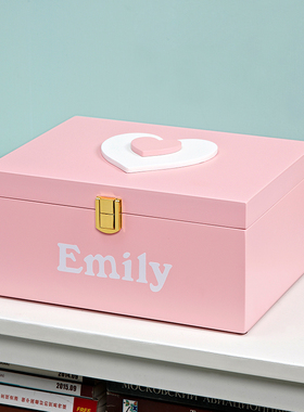 女孩饰品收纳盒桌面可爱带锁储物盒首饰盒儿童房创意摆件家居饰品