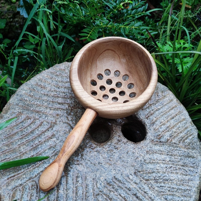 搅团鱼鱼木头漏勺木质漏瓢疙瘩汤凉鱼凉虾做面鱼工具实木家用餐具