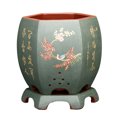 紫砂兰花盆精品点彩桌面花卉绿植窝口君子兰蕙兰家用简约陶瓷底座