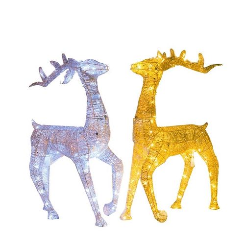 圣诞节金银发光麋鹿拉车铁艺圣诞老人装饰用品摆件雪橇车场景布置