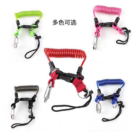 不锈钢丝包胶防脱手潜水失手绳相机防丢绳 展开长度超1米潜品珍选