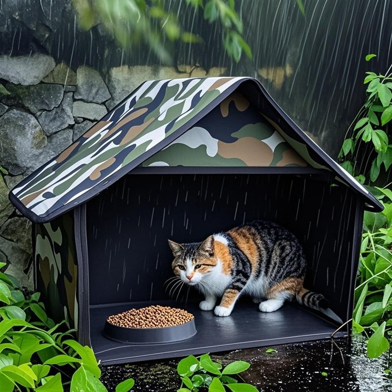 流浪猫户外喂食屋遮雨棚室外投喂神器防雨户外猫窝房子挡雨避雨棚