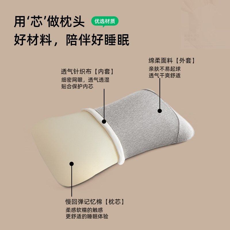 记忆棉枕头成人单人护颈椎睡觉低枕儿童睡眠家用枕芯一对学生宿舍