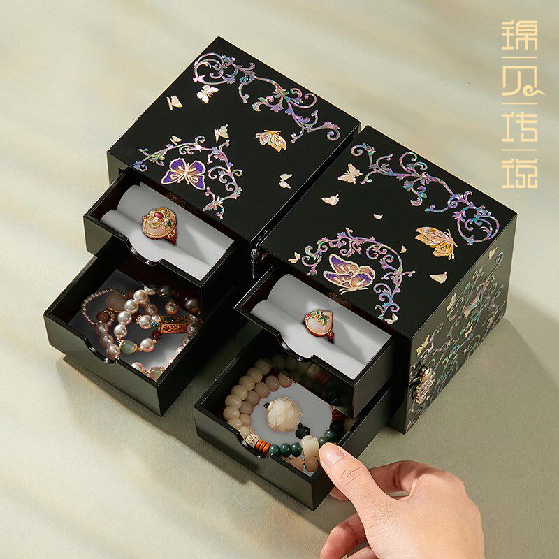 锦贝传说螺钿漆器首饰盒耳饰品戒指项链盒生日礼物古风手镯收纳盒