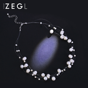 ZENGLIU淡水珍珠毛衣项链女锁骨链简约百搭衣服配饰脖子饰品