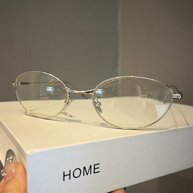 复古椭圆形超轻19g金属框架眼镜,端男女文艺,可配近视眼镜框