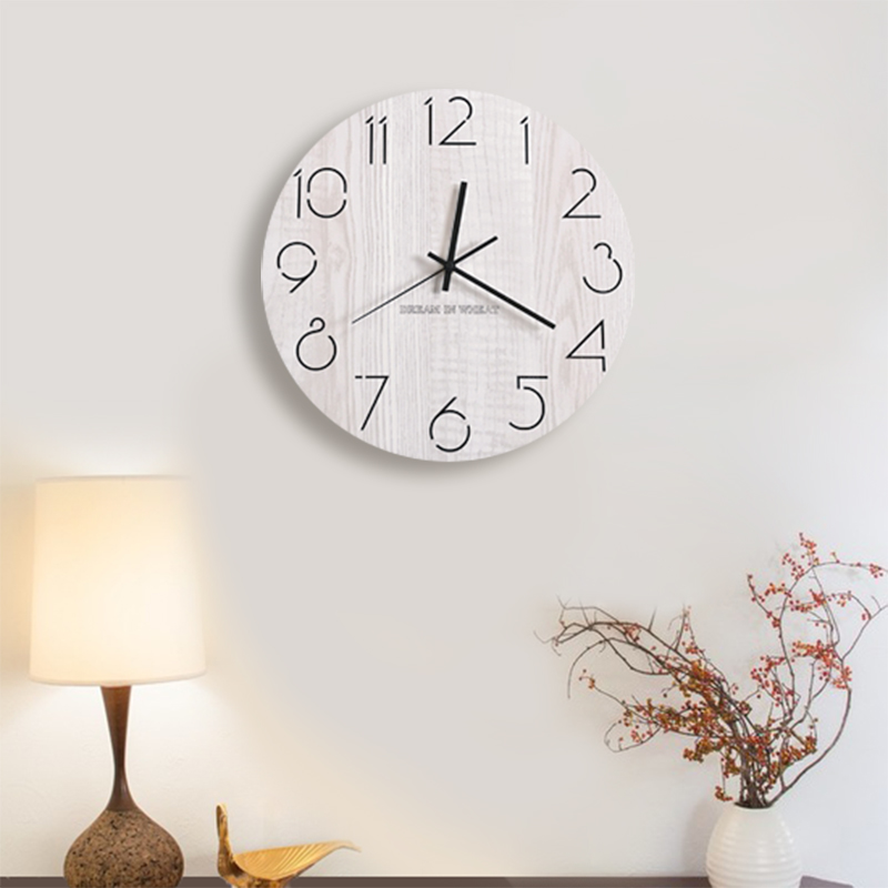 挂钟艺术客厅时钟创意现代简约静音圆形挂表壁钟家用木质大气钟表