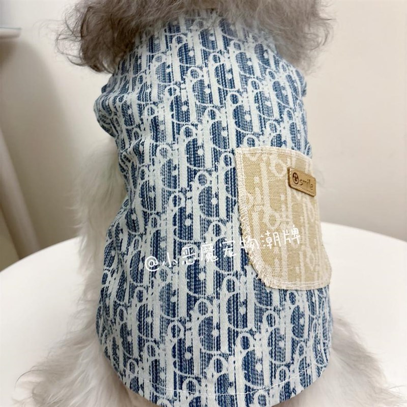 宠物马甲牛仔春秋狗狗衣服潮牌大型犬衣服金毛巨贵萨摩小狗泰迪薄