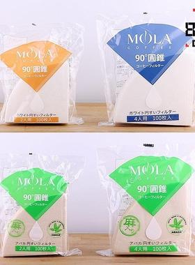 8bit日本三洋MOLA手冲咖啡白色滤纸麻纤维锥形01/02 V60V45 HARIO