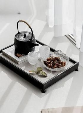 售楼处样板房客厅书房新式中式风格铸铁茶壶托盘组合摆件博古架软