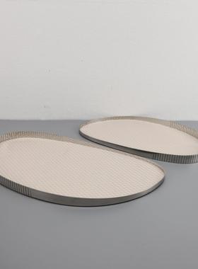 欧式轻奢金属皮革收纳托盘摆件客厅茶几样板房玄关餐厅家居装饰品