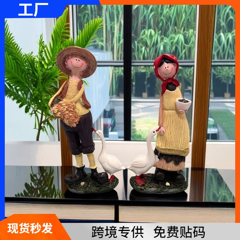 新婚庆摆设创意礼品 美式乡村家居装饰品摆件树脂工艺品实用客厅