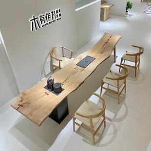 木有作为白蜡木实木大板茶桌原木茶台异形茶台做旧复古泡茶长桌子