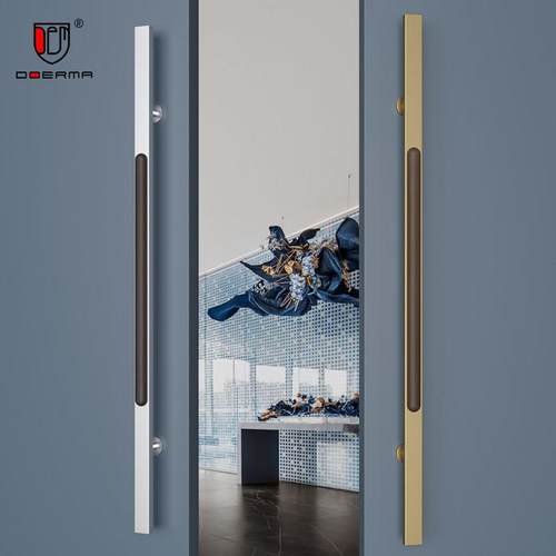 钢化玻璃门拉手加厚不锈钢金色推拉有框实木门把手黑色可订制孔距