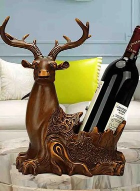 创意酒柜装饰品麋鹿红葡萄酒酒架摆件电视柜客厅隔断X迁居新居礼