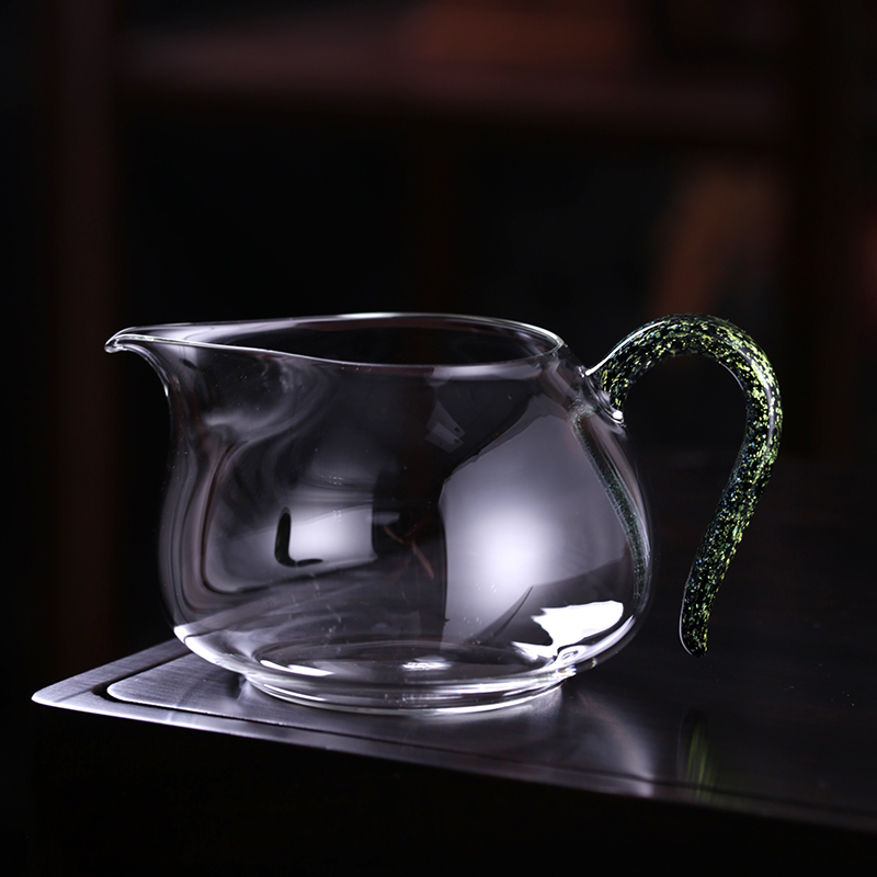 公道杯玻璃手工匀杯大号高档耐热防烫分茶器炫彩把茶海.家用倒茶