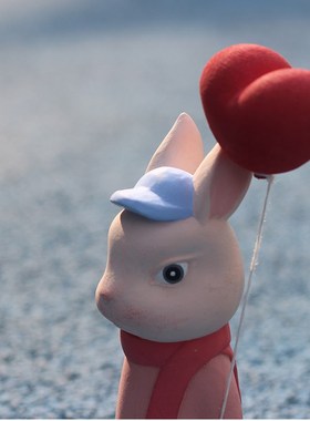 可爱兔子猫手工木雕桌面治愈原木摆C件家居装饰品创意节日生日礼