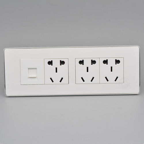 118型四位超六类网络带15孔插座3个五孔+千兆电脑网线口插座面板