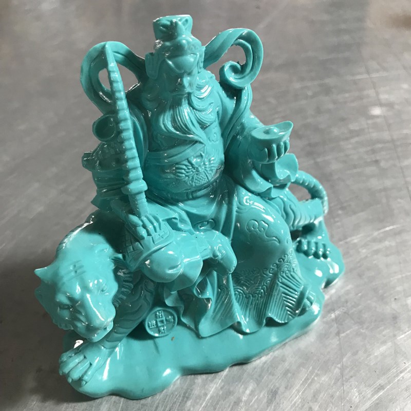 仿湖北原a矿高瓷高蓝绿度绿松石关公摆件武财神关公雕件玉石摆件