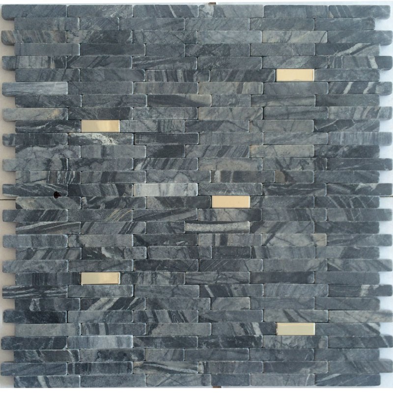 黑色仿古石材马赛克瓷砖密拼阳台背F景墙大理石古木纹网红地砖吧