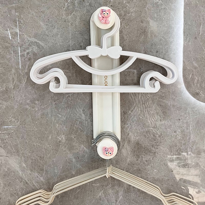 衣架收纳神器免打孔家用晾衣架收纳阳台壁挂伸缩多T功能墙上整理