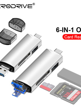 Microdrive双盘6合一读卡器usb/type-c otg手机电脑多功能转接器