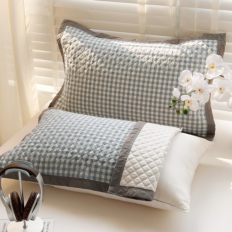 枕巾一对装2024新款全棉加大厚男士防头油吸汗枕头套巾可固定