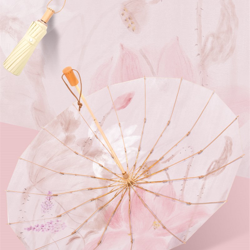 安珀加大16骨太阳伞防晒防紫外线女晴雨两用折叠结实彩胶伞遮阳伞