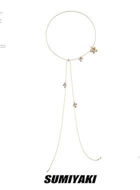 SUMIYAKI花朵丝巾多层项链复古立抽拉项链多个戴法毛衣链轻奢小众