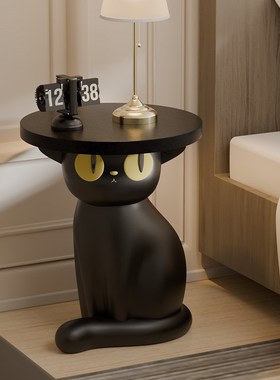 创意猫咪茶几落地摆件客厅沙发旁家用高级感可爱边几乔迁搬家礼物
