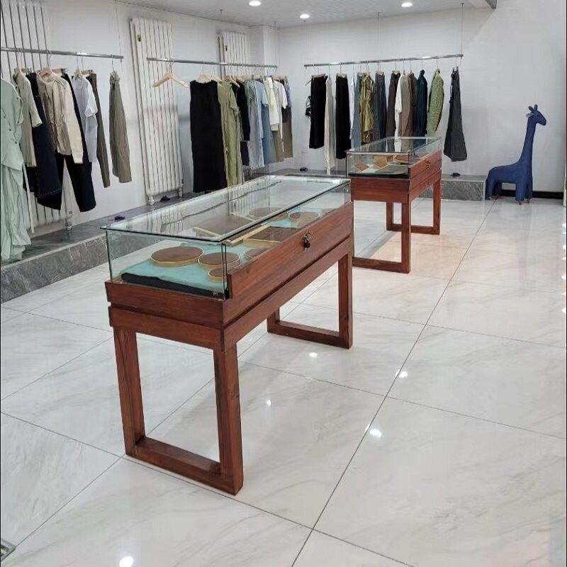 实木中式复古珠宝博物馆文玩古董首饰展柜玉器玻璃饰品展示柜台