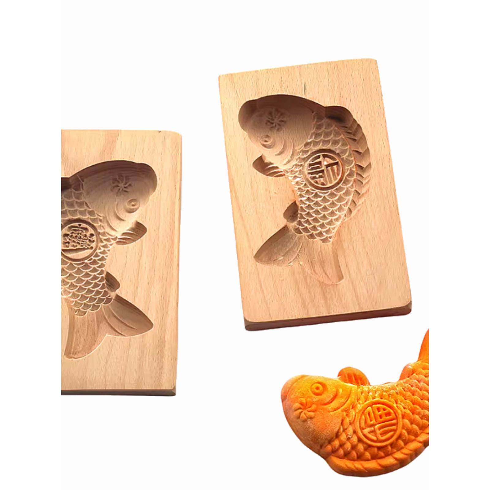 大号立体鱼面食糕点点心馒头绿豆南瓜饼冰皮月饼模具木质包邮卡子