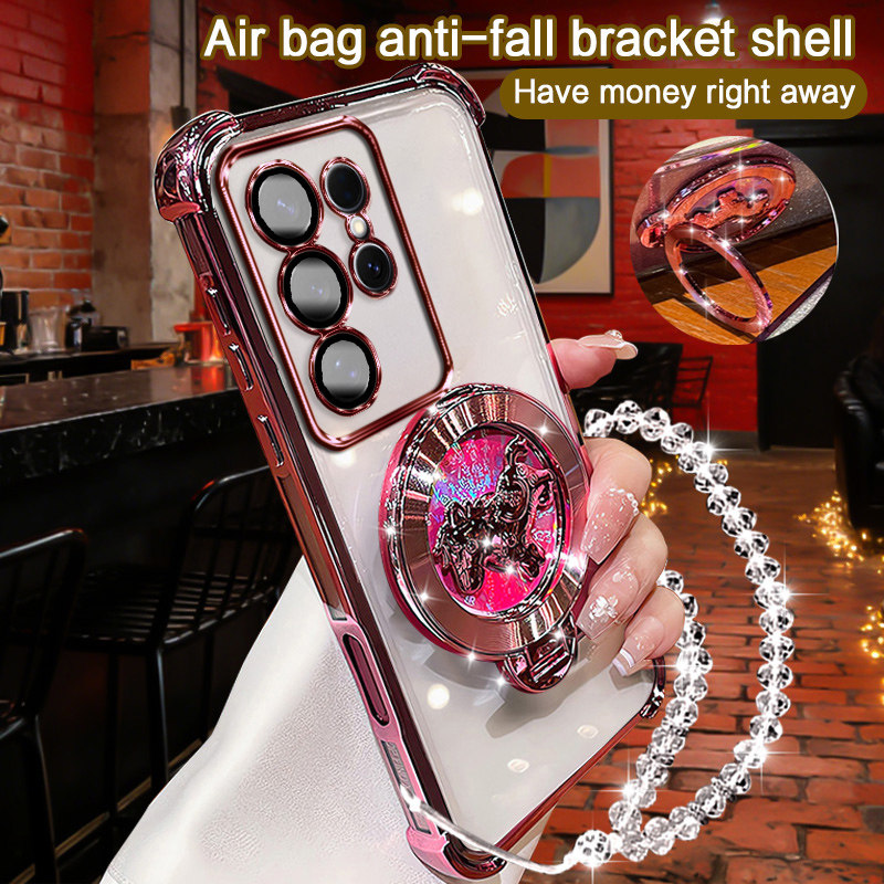 三星 GALAXY S25 ULTRA/samsung galaxy s25 ultra 新年外壳气囊保护壳磁吸支架带手链防摔高级感网红手机套