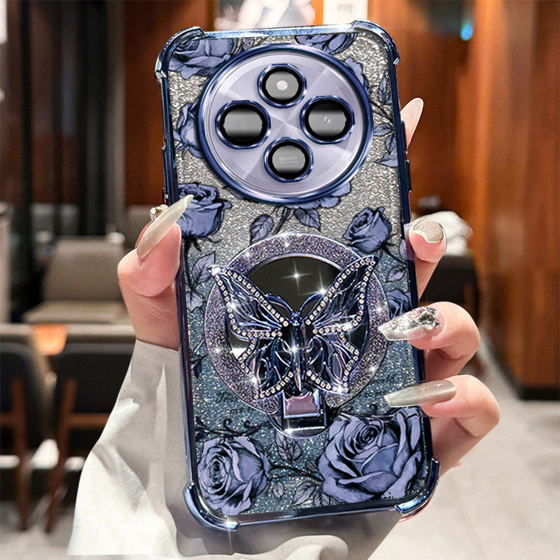 红米 A4-5G 手机壳 redmia4-5g 高级感磁吸支架玫瑰印花带手链四角防摔气囊轻奢小众商务多色奢感精致全包壳