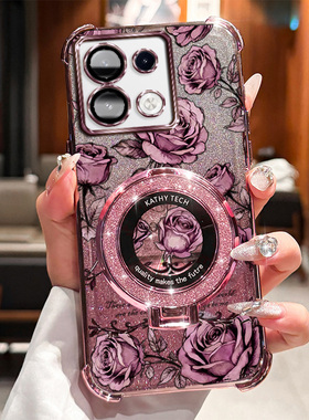 小米POCOC67手机壳pococ67全包防摔高级感闪粉支架气囊防摔防刮耐磨菲林质感极简线条无logo网红精致全包壳