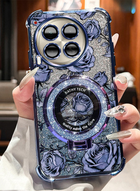 传音TecnoCamon30手机壳tecnocamon30全包防摔高级感闪粉支架玫瑰印花四角气囊防摔防刮轻奢简约网红保护壳