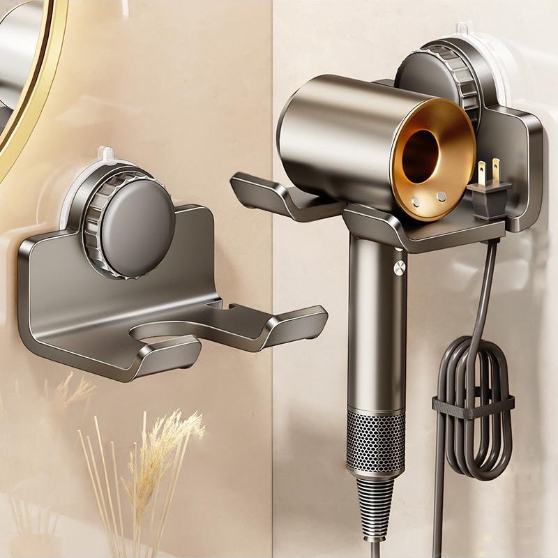 吸盘吹风机支架置物架免s打孔太空铝壁挂式浴室电吹风挂架风筒收
