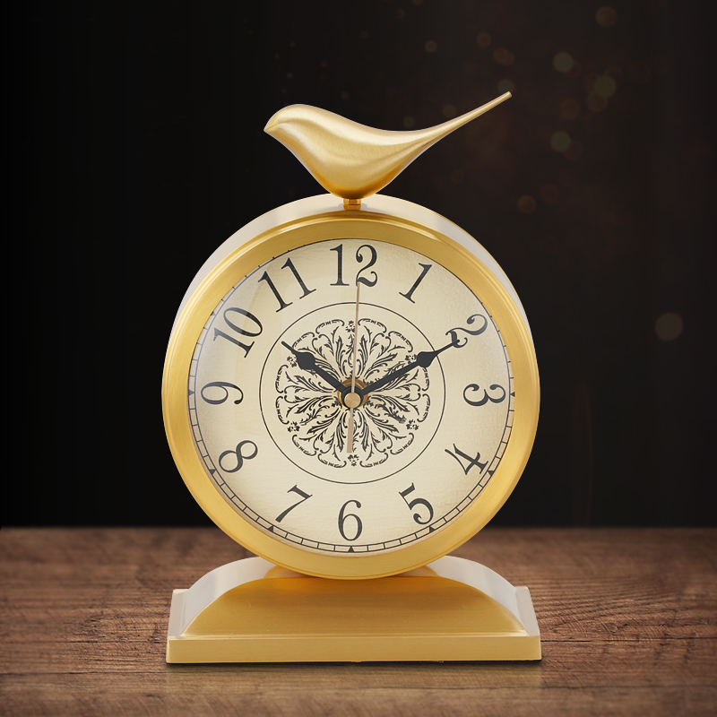 黄铜台式座钟客厅家用书房办公z室大台钟钟表摆件桌面坐钟静音摆