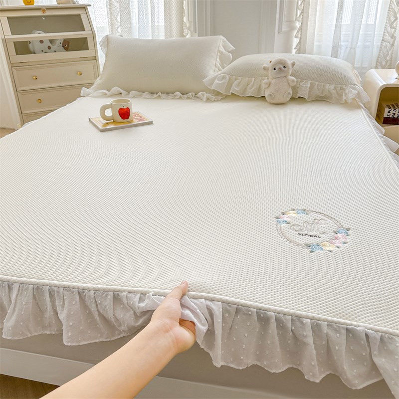 A类夏季公主风凉感冰豆豆花边凉席床裙款冰丝软席W子可机洗空调席