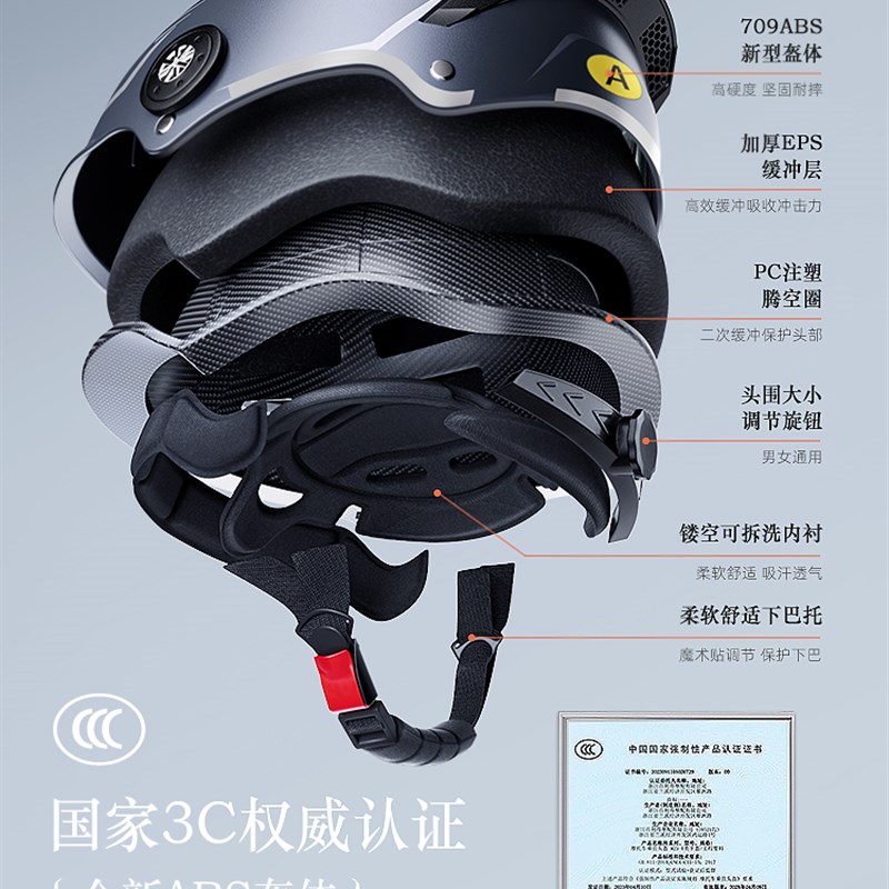 3c认证电动f摩托车头盔夏季男女士电瓶车国标夏天透气四季通用半