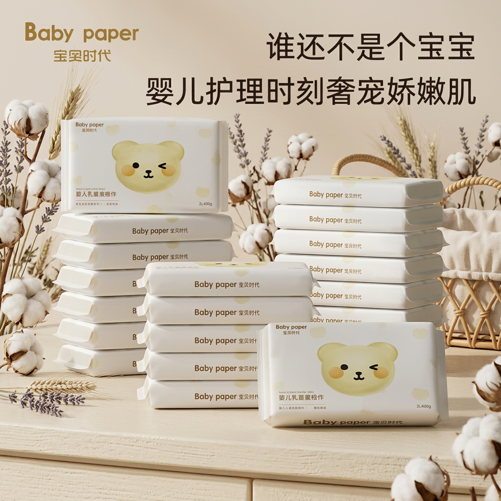 乳霜纸婴儿专用云柔纸巾宝宝亲肤卫生抽纸温和清洁家用实惠装