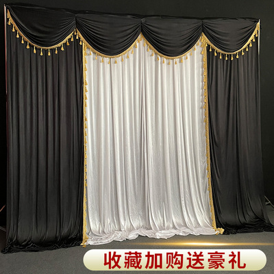 定制白色灵堂背景布丧事幕布黑白葬礼灵堂布装饰殡礼孝堂布置布幔