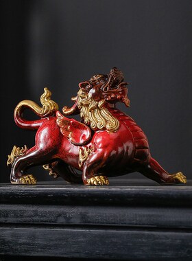 世禧招财貔貅摆件一对家居陶瓷皮丘客厅茶几装饰品办公桌送礼品