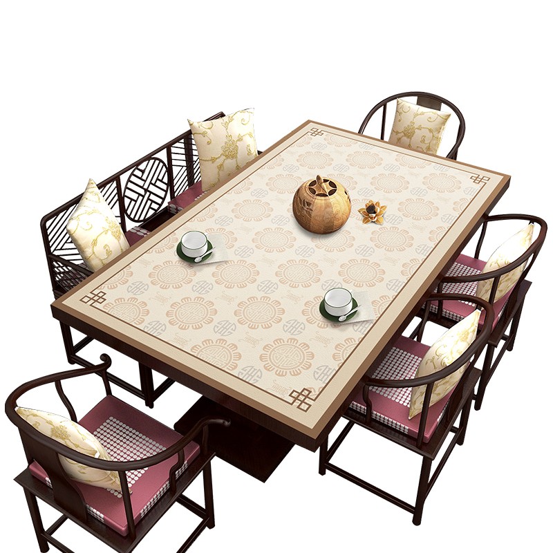 中式餐桌垫防水防油防烫pvc长方形桌布客厅茶几垫子家用台面台布