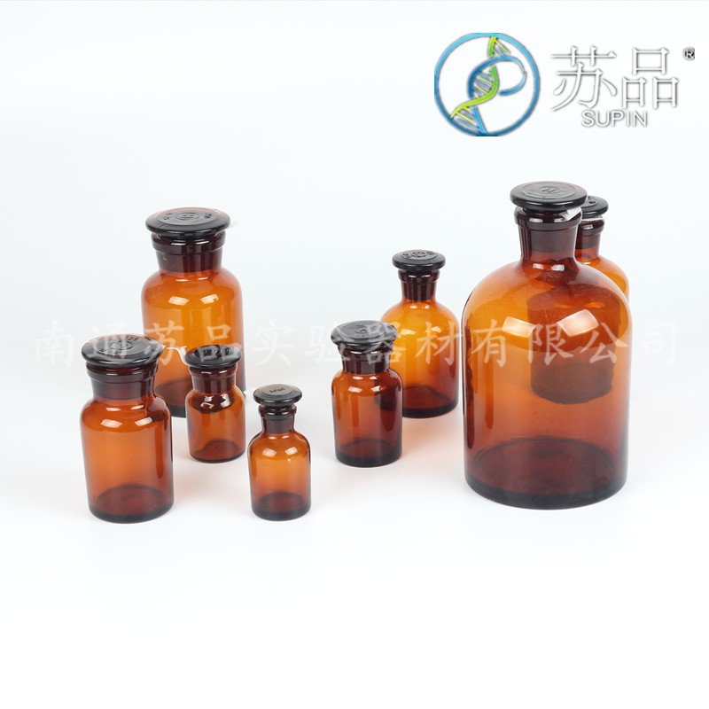 华鸥玻璃棕色广口瓶小口瓶磨砂口试剂瓶30 6012525050010002500ml
