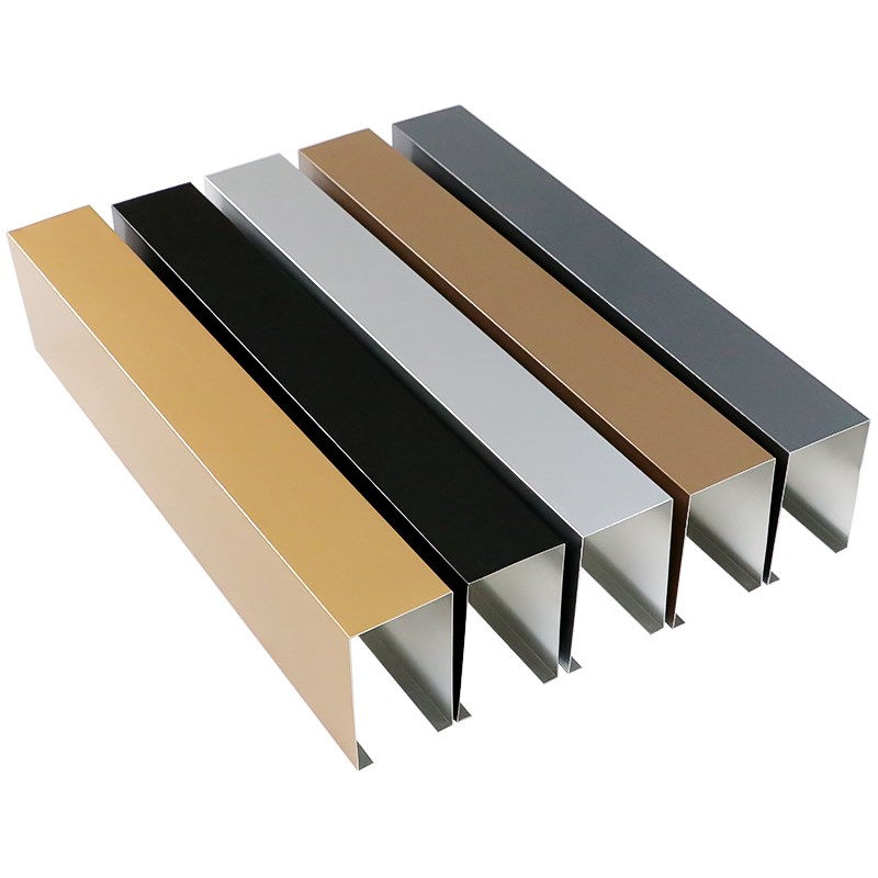 木纹铝方通c吊顶铝格栅铝方管隔断方通铝合金U型槽天花吊顶铁方通