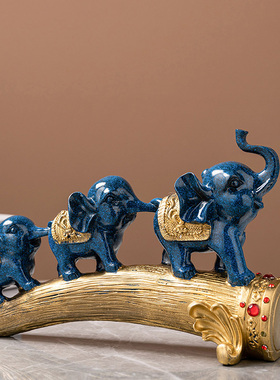 大象摆饰轻奢高档酒柜o装饰品客厅电视柜办公桌面搬家礼物乔迁新