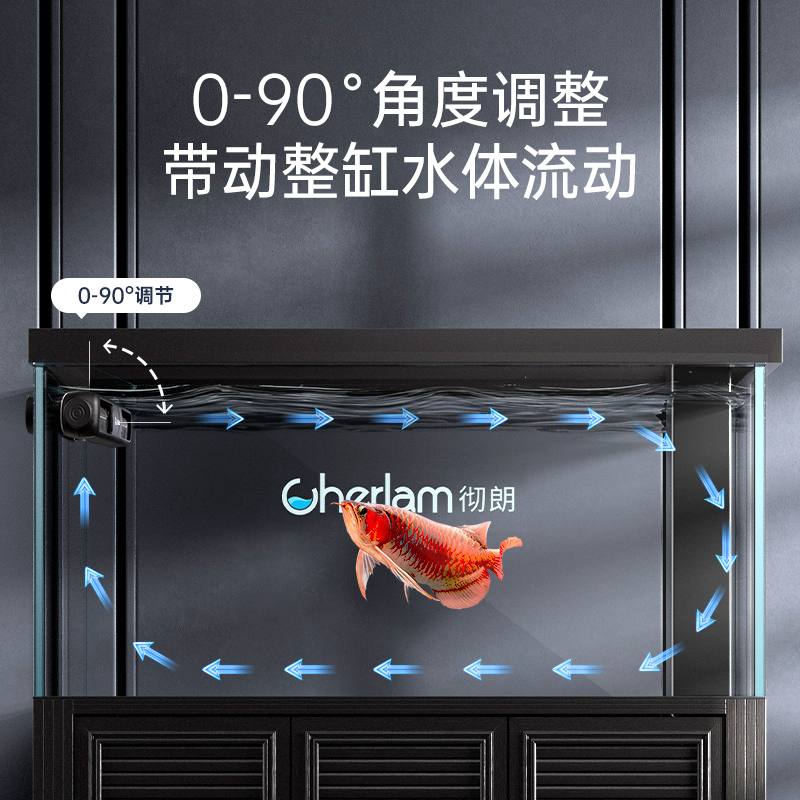 彻朗鱼缸环流造浪泵变频超静音龙鱼缸底吹横流S吹粪器打浪冲浪泵