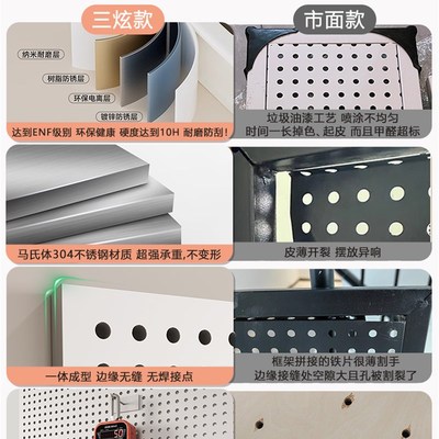 定制圆孔不锈钢洞洞板免打孔y无边框置物架造型墙金属铝合金冲孔